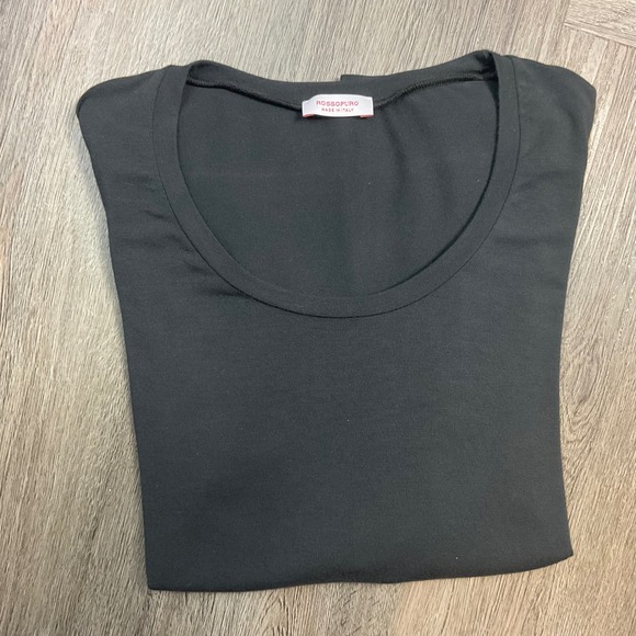 ROSSOPURO Long Sleeve Scoop Neck Micromodal Top Womens Small Black Made in Italy - Picture 3 of 10